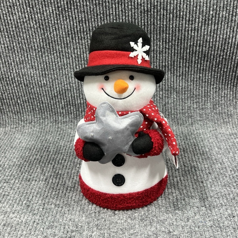 Light Up LED Star Snowman Christmas Tree Topper By Holiday Time Winter Red Scarf